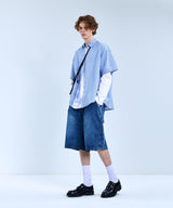 87-STAN072 Classic OverFit Short-Sleeved Gingham Check Shirt