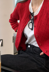 FOB Cable Knit Round Cardigan