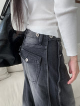 Dual Switch Gradient Flap Pocket ツーウェイスナップワイドパンツ (3 Colors)