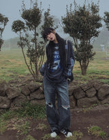 [U-DENIM] サマーリッペードジーンズワイドデニムパンツ