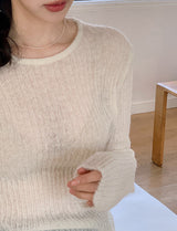 Rose See-through Wool Slim Rib Knit (6color)