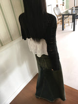 Horter パンチングストリングニットボレロカーディガン