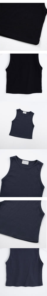 [S/S] クロップ ラウンドネック ノースリーブ(5color)