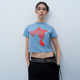 TWISTED LOGO CROP TSHIRT-BLUE