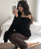 バニーブークレオフショルダーニット