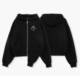 2ウェイクロップフィットカーモプリントフーディドジップアップジャンパー ブラック