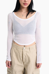 Summer U-neck Ribbed Long Sleeve