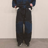 panel mix denim wide pants_blue