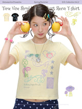 BETWEENAND "Magic Book" ツートーンタイムバインフィットショートTシャツサマーニューショートスリーブ