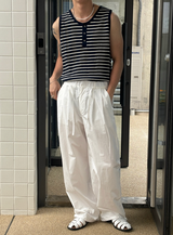 [S/S]ストライプヘンリーネックノースリーブ(3color)