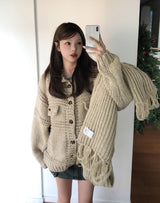 [wool20%] エリーぼかしハンドメイドニットカーディガン