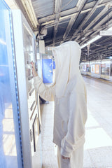 Ribbon bunny hood zip-up (soft yellow)