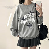 Dien Check Star Pattern Embroidery Sweatshirt