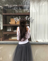 term ribbon off & shirring slim top