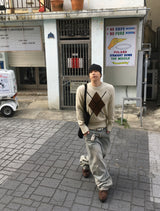 No.1493 D roll-up button KNIT (3color)