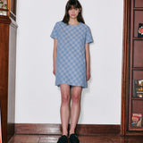 Denim Check One Piece Blue