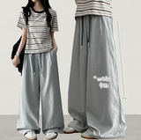 Lenny waist banding color nylon rust lock wide pants