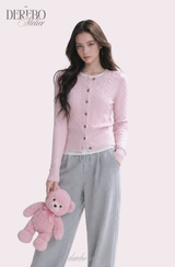 Baby Pink Cable Knit Cardigan