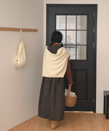 Brownie checkered bustier long skirt sleeveless autumn winter guest look date look 