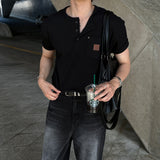 LMN リベット3ボタンワッフル半袖Tシャツ (3 colors)