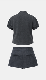 Cell Button Jacket and Skirt Set