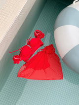 Rose Tide Off-Shoulder Chiffon Cover-Up 3pcs Bikini SET