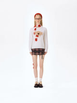 13DE MARZO Bear Thin Scarf Sweater White