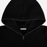 Stitch Knit Hood Zip-up