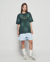26SS ストライプウォッシュ加工ポイントロゴ半袖Tシャツ