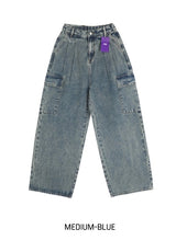 [U-DENIM/Planning Products] Summer Pintuck Wide Cargo Denim Pants