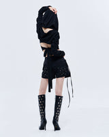 WRINKLE BOLERO, BLACK