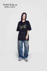 24FW HOSHI X ADLV TIGER SKETCH SHORT SLEEVE T-SHIRT BLACK