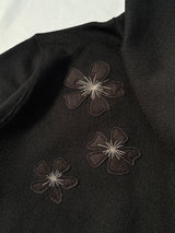 Bouclé Argyle Knit Zip-up Hoodie_Black
