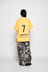 25SS COLORING PIPING FOOTBALL JERSEY SHORT SLEEVE T-SHIRT YELLOW