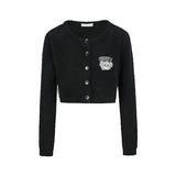 13DE MARZO Embroidered Plush Cardigan