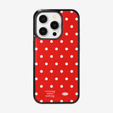 ホリデーガラスバンパーケース (glossy / red mini dot)