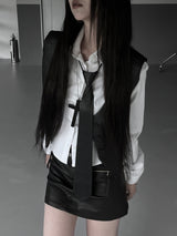 matte chic leather vest