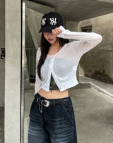 [U-BASIC] Summer snap button see-through cardigan