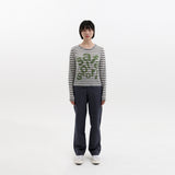 1/2 チケッティングストライプボーダーTシャツ（グレー）