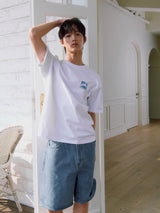 ラビットTシャツ_ホワイト/ブルー