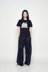 25SS ワンポイントロゴカラーリングワイドトラックパンツ ブラック