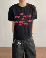 プリットクロッププリント半袖Tシャツ 3C