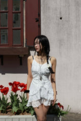 Hazle Cancan Ribbon Strap Sleeveless Mini Dress