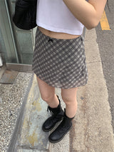 CHECK CHIFFON MINI SKIRT (4C)