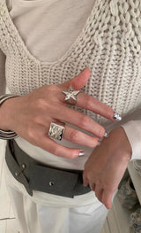 Cubic DOT silver ring SET