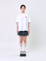 ラビットTシャツ_ホワイト/ピンク