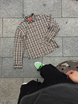 No.1466 カッティングチェッククロップシャツ