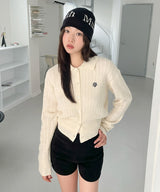 LOGO COLLAR CABLE CARDIGAN [3color]