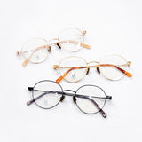 Knouun Round titanium glasses CODE. 103. D Sizzy Gold 