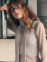 KNIT BUSTIER MUFFLER SET GRAY